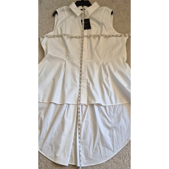 Lane Bryant White Cotton Button Front Tunic, Hidden Button, Size 20 NWT - Picture 4 of 6